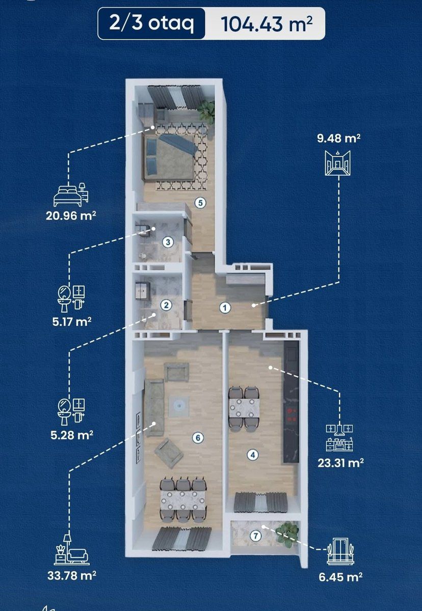 Satılır 2 otaqlı yeni tikili 104.4 m² — Mənzil, Bakı (2)