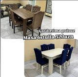 Masa və 6 stuldan ibarət yemək dəsti - Dəst: 1 masa + 6 stul — Ürünler