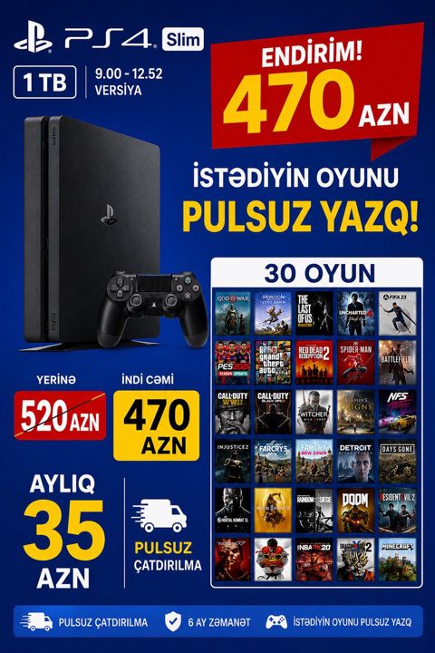 Sony PlayStation 4 Slim 1TB — Bakı