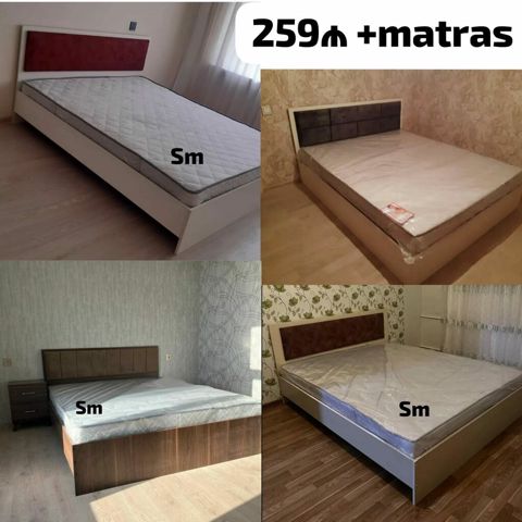 Yataq dəsti – matras daxil - Müasir dizaynlı iki nəfərlik çarpayılar — Bakı