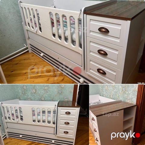 Beşik – 70 AZN - Material: MDF/taxta kombinasiyası; korpus ağ rəngdə — Bakı