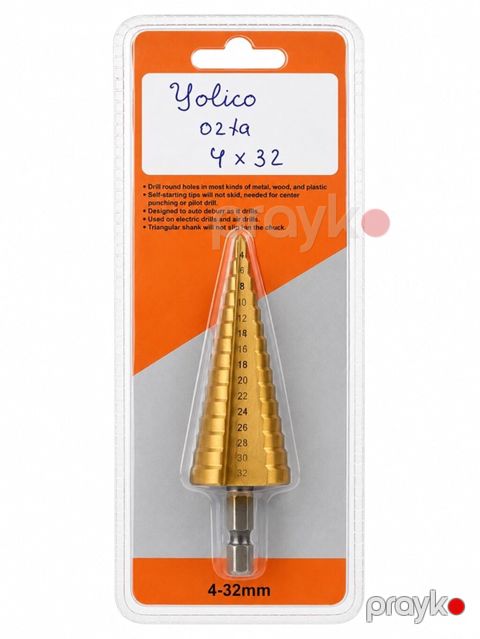 Yolka pilləli qazma ucu – 4–32 mm - Ölçü aralığı: 4 mm-dən 32 mm-ə — Qobu