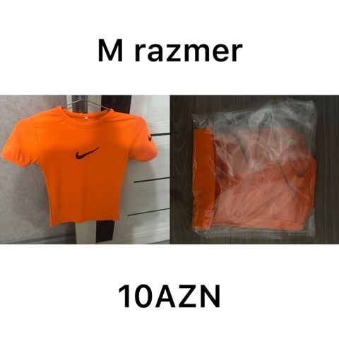 Narıncı rəngli qısaqol köynək. - Ölçü: M - Ön hissədə qara nişanlı — Masazır