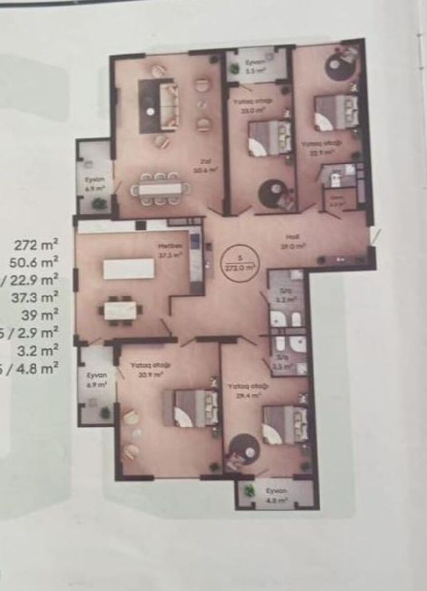 Satılır 5 otaqlı yeni tikili 272 m² — Mənzil, Bakı (5)