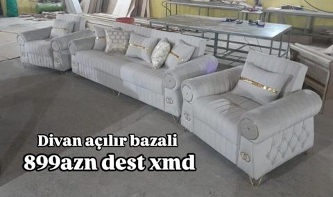 Açılan-bazalı divan dəsti Tərkibi: - 1 ədəd geniş divan (açılır — Bakı