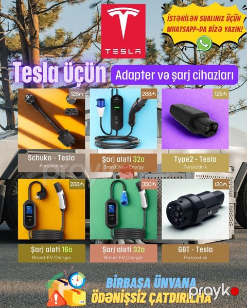 Tesla üçün şarj adapterləri