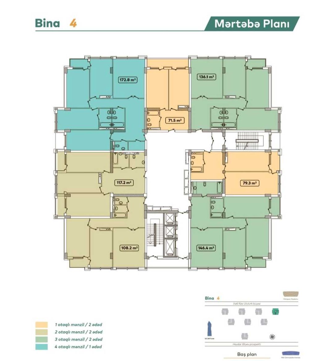 Satılır 3 otaqlı yeni tikili 136.1 m² — Mənzil, Bakı (9)