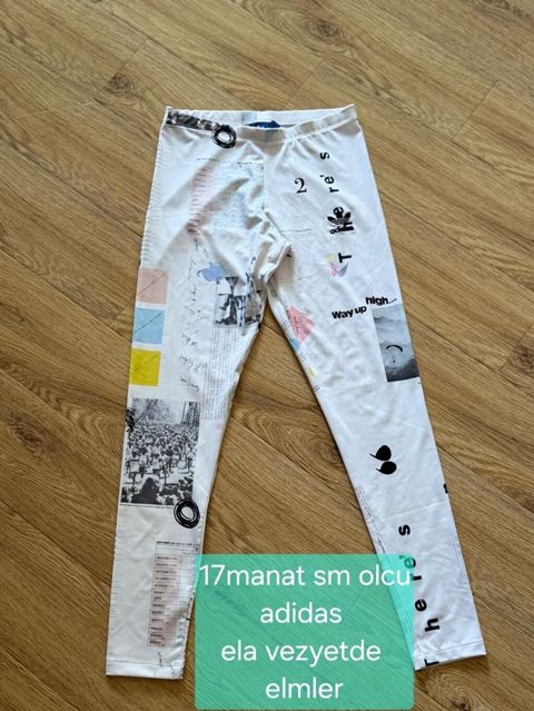 Adidas qadın taytı, S/SM ölçü. - Rəng: ağ baza üzərində çoxrəngli — Bakı