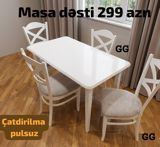 Ağ rəngdə masa və 4 ədəd stuldan ibarət yemək dəsti. - Masa — Товары