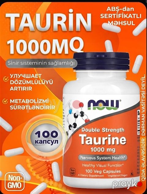 NOW Foods Taurine 1000 mq – sinir sisteminin sağlamlığını dəstəkləyən — Bakı