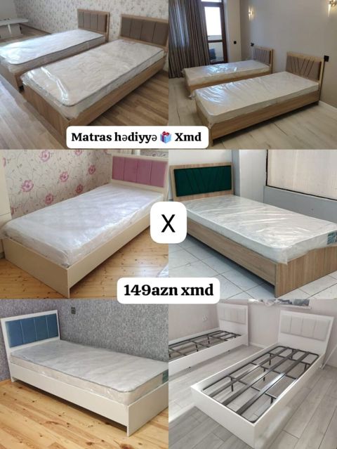 Tək nəfərlik çarpayılar – müxtəlif dizayn və başlıqlarla. - Rəng və