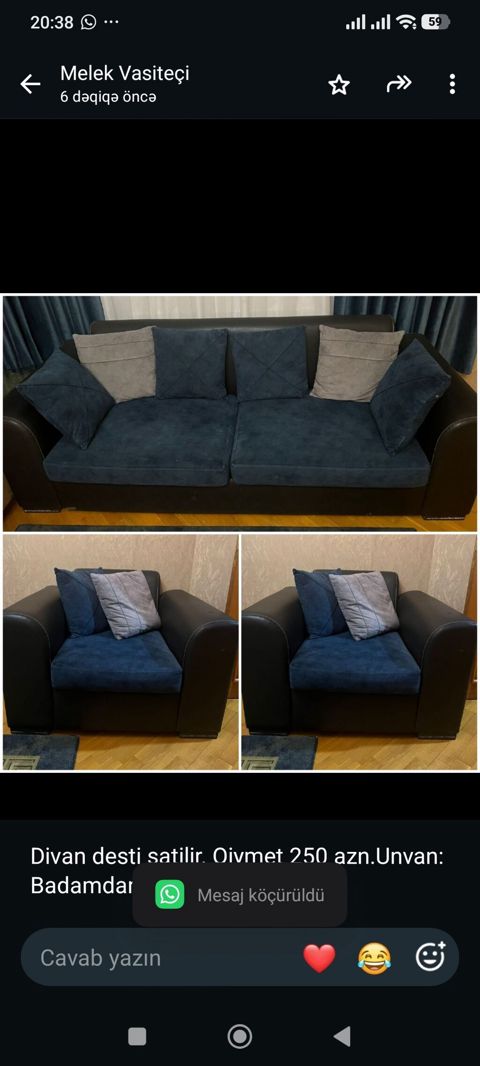 Divan desti satilir. Qiymet 250 azn.Unvan: Badamdar_&M1