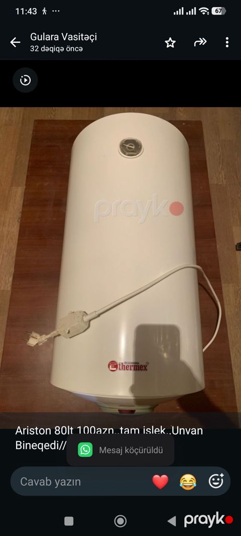 Ariston 80lt 100azn. tam işlek. Unvan Bineqedi//2593c//glr — Bakı
