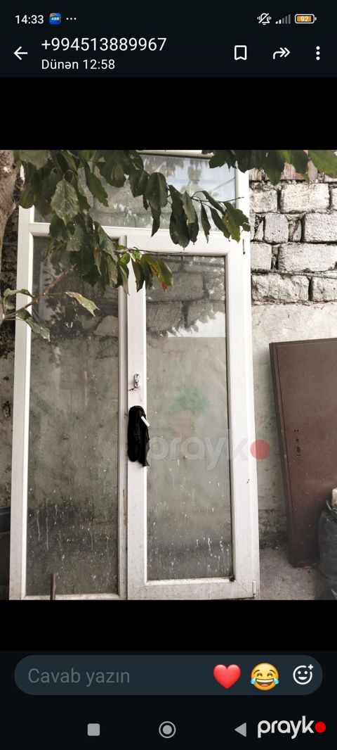 PVC şüşəli qapı-pəncərə bloku - Material: ağ rəngli PVC profil