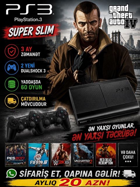Sony PlayStation 3 Super Slim 500GB — Bakı