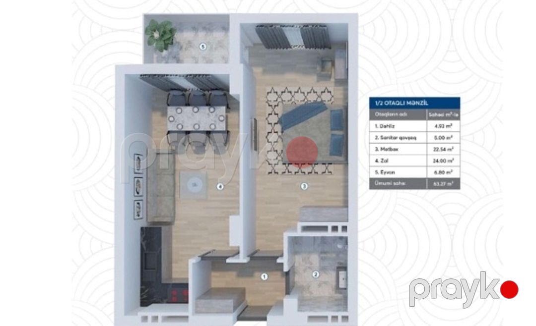 Satılır 2 otaqlı yeni tikili 63 m² — Mənzil, Bakı (2)