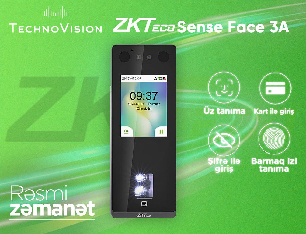 ZKTeco SenseFace 3A üz tanıma cihazı — Təhlükəsizlik sistemləri, Bakı (4)