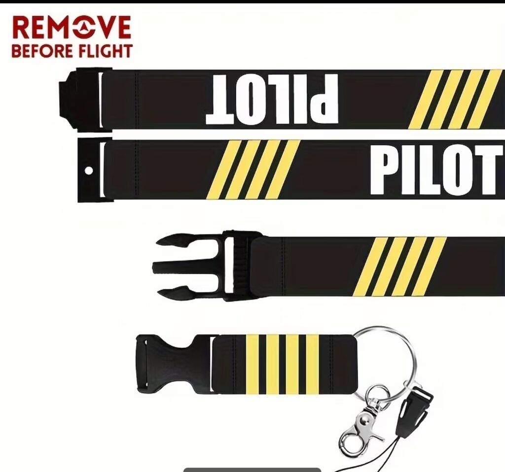 Aviator mövzulu boyun ilgəyi (lanyard) - Dizayn: qara zəmində sarı — Aksesuarlar, Bakı (8)