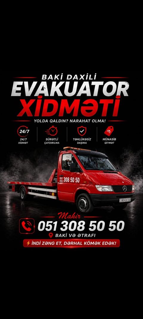 Evakuator, Hərəkətli platforma ilə, 5000 t, Rayonlara, Şəhər daxili — Bakı