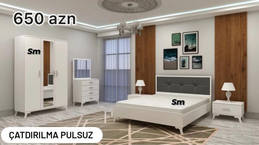 Yataq otağı dəsti - Qiymətlər: 650 AZN (ağ və ya ağ-qəhvəyi variant) — Yataq otağı mobilya dəstləri, Digah (2)