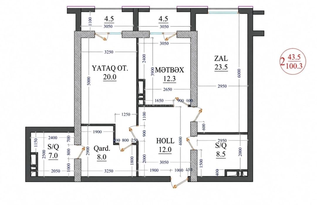 Satılır 2 otaqlı yeni tikili 101 m² — Mənzil, Bakı (4)