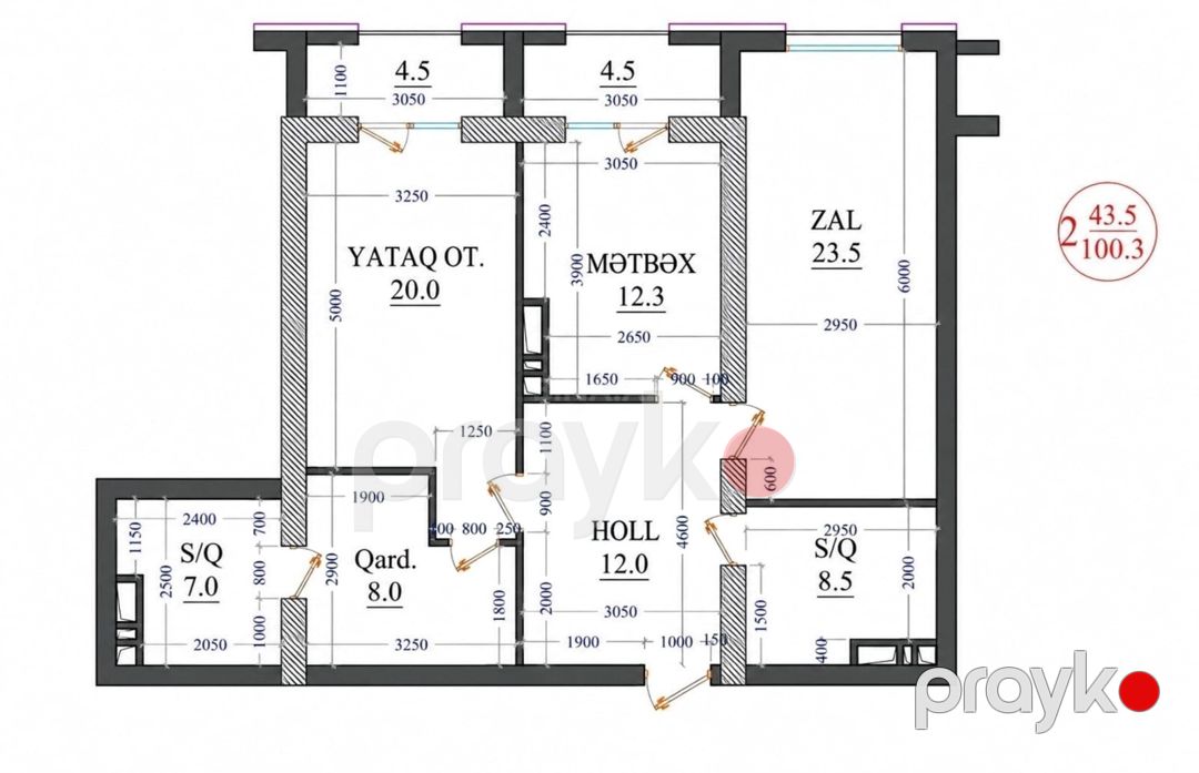 Satılır 2 otaqlı yeni tikili 101 m² — Mənzil, Bakı (4)