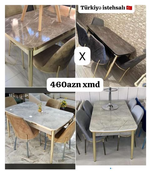 Mətbəx/qonaq otağı üçün şık yemək masası və stul dəsti - Türkiyə — Bakı