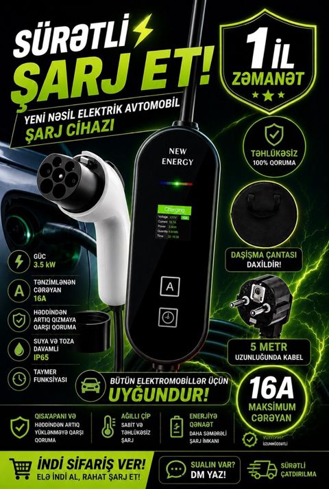 "BYD Changan GB/T" adapteri 220V 16A WiFi — Bakı