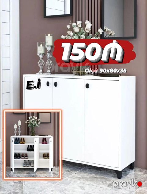 Ağ rəngli ayaqqabılıq/dolap - Ölçü: 90 x 80 x 35 sm (şəkildə