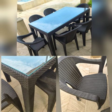 Balkon üçün, İşlənmiş, Kvadrat masa, 6 stul
