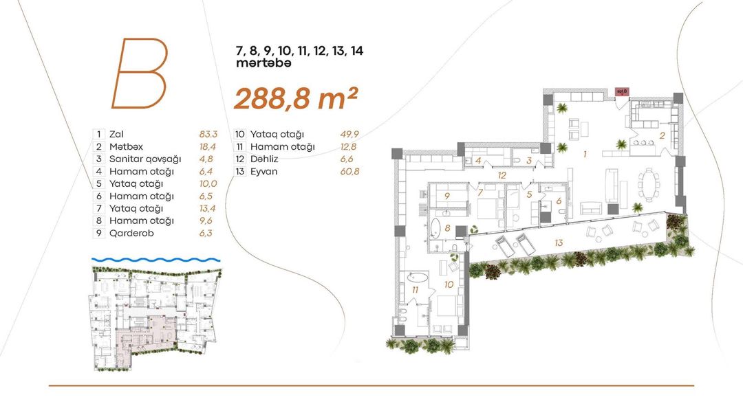 Satılır 4 otaqlı yeni tikili 288.8 m² — Mənzil, Bakı (4)