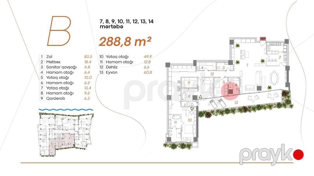 Satılır 4 otaqlı yeni tikili 288.8 m² — Mənzil, Bakı (4)