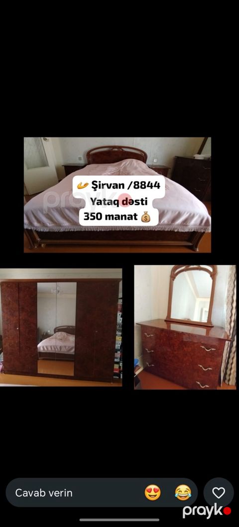 Yataq dəsti – Şirvan / 8844 Qiymət: 350 manat Dəst tərkibi: - İki