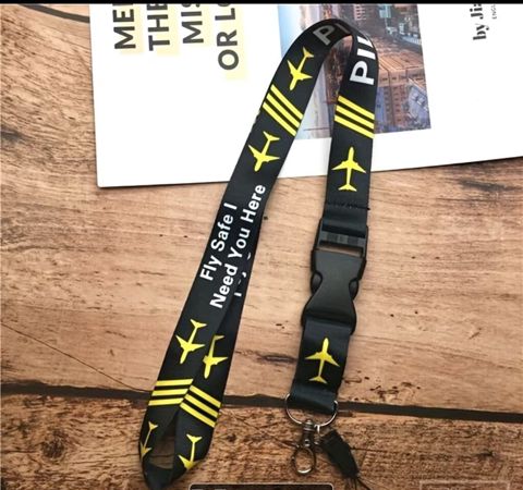 Aviator mövzulu boyun ilgəyi (lanyard) - Dizayn: qara zəmində sarı — Bakı