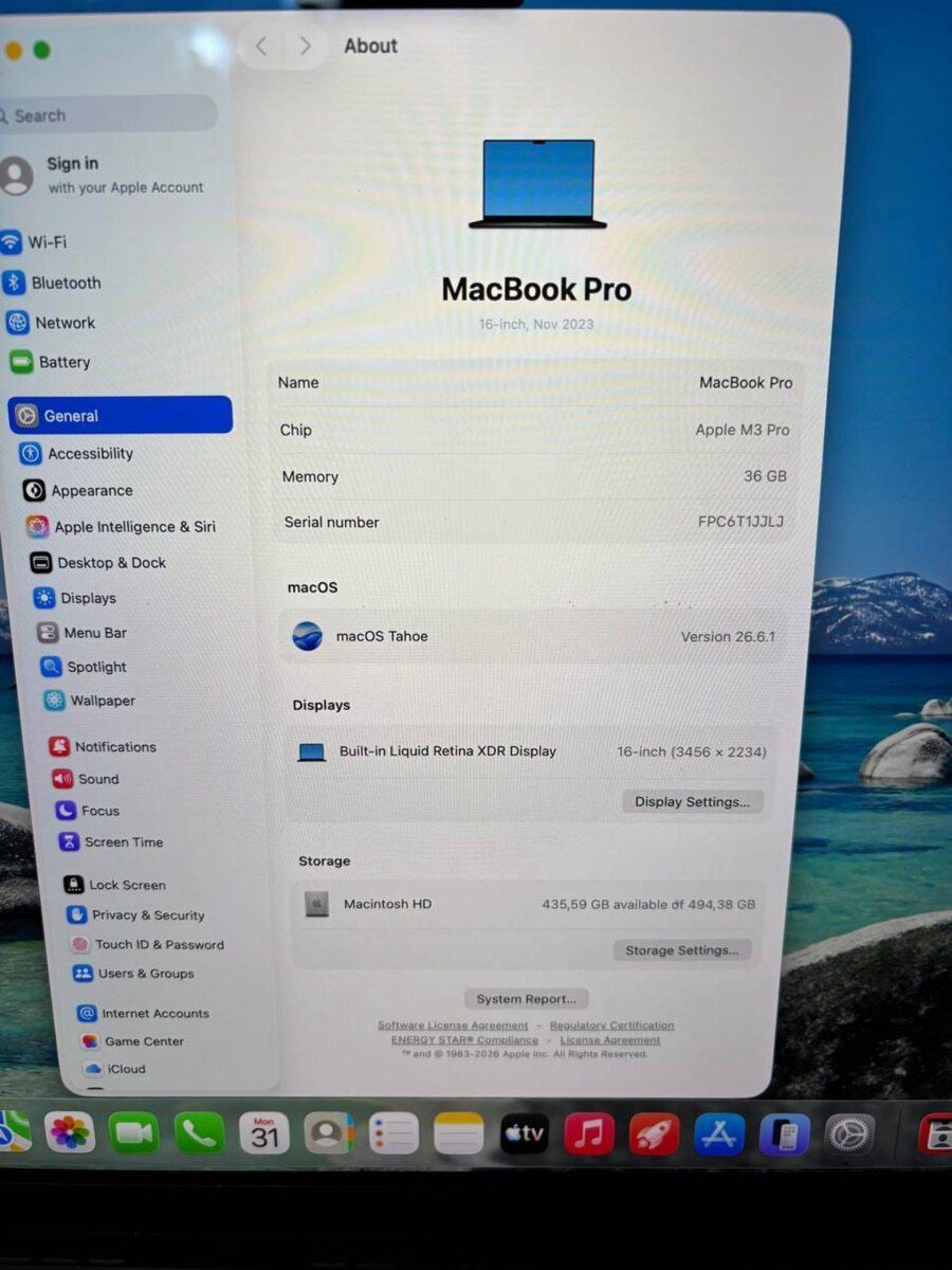 Apple Macbook Pro 16 M3 Pro 36 GB RAM / 512 SSD — Noutbuklar, Bakı (9)