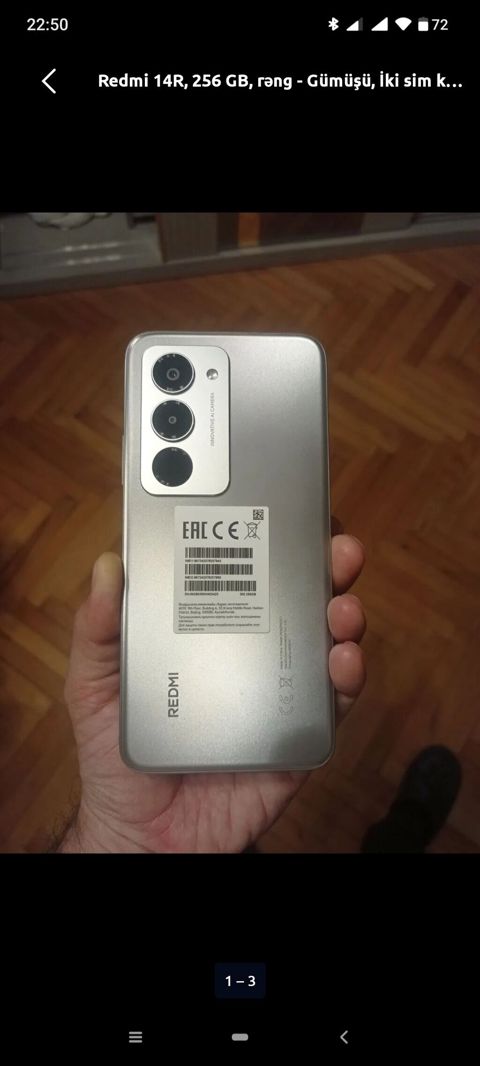 Redmi Note 15 256 GB, Gümüşü rəng, Sensor, Barmaq izi — Saray