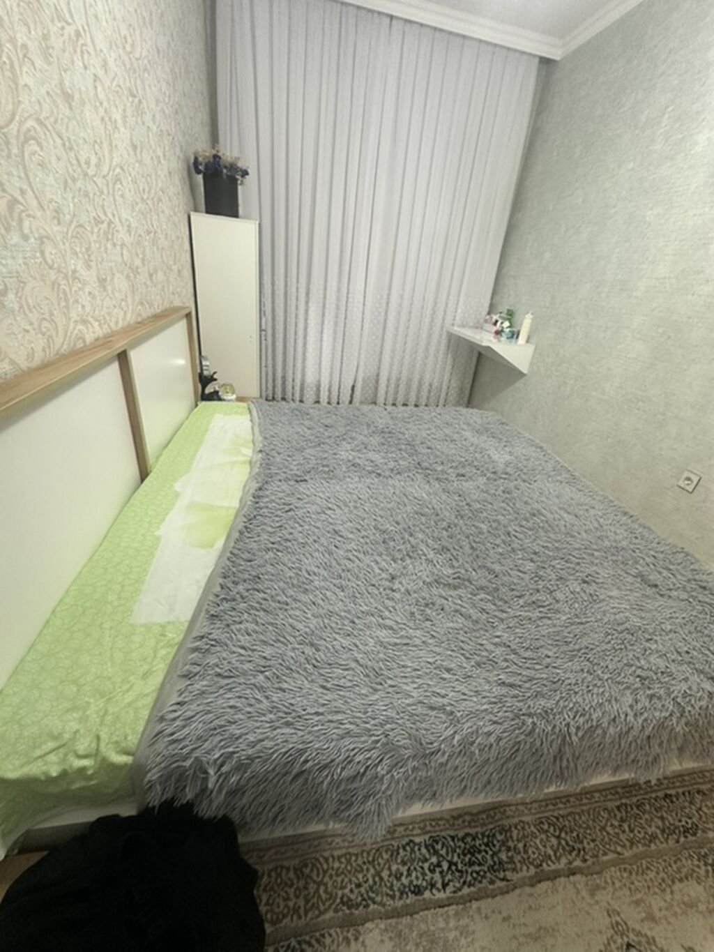 Yataq otağı üçün tüklü örtük - Rəng: boz - Material: yumşaq, uzun — Örtüklər və çarşavlar, Xırdalan (3)