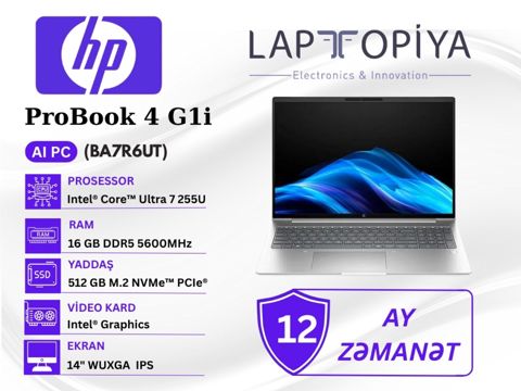 HP ProBook 4 G1i Notebook AI PC (BA7R6UT) — Bakı