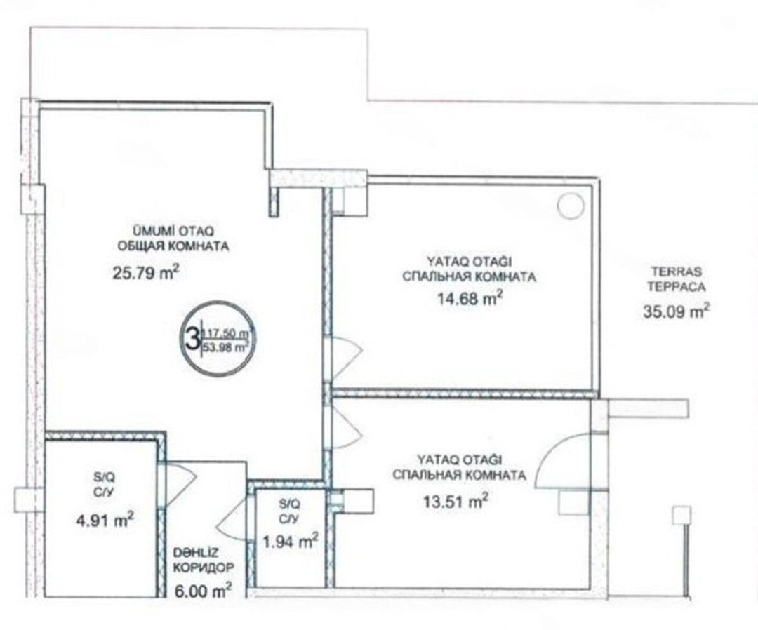 Satılır 3 otaqlı yeni tikili 117 m² — Mənzil, Bakı (2)