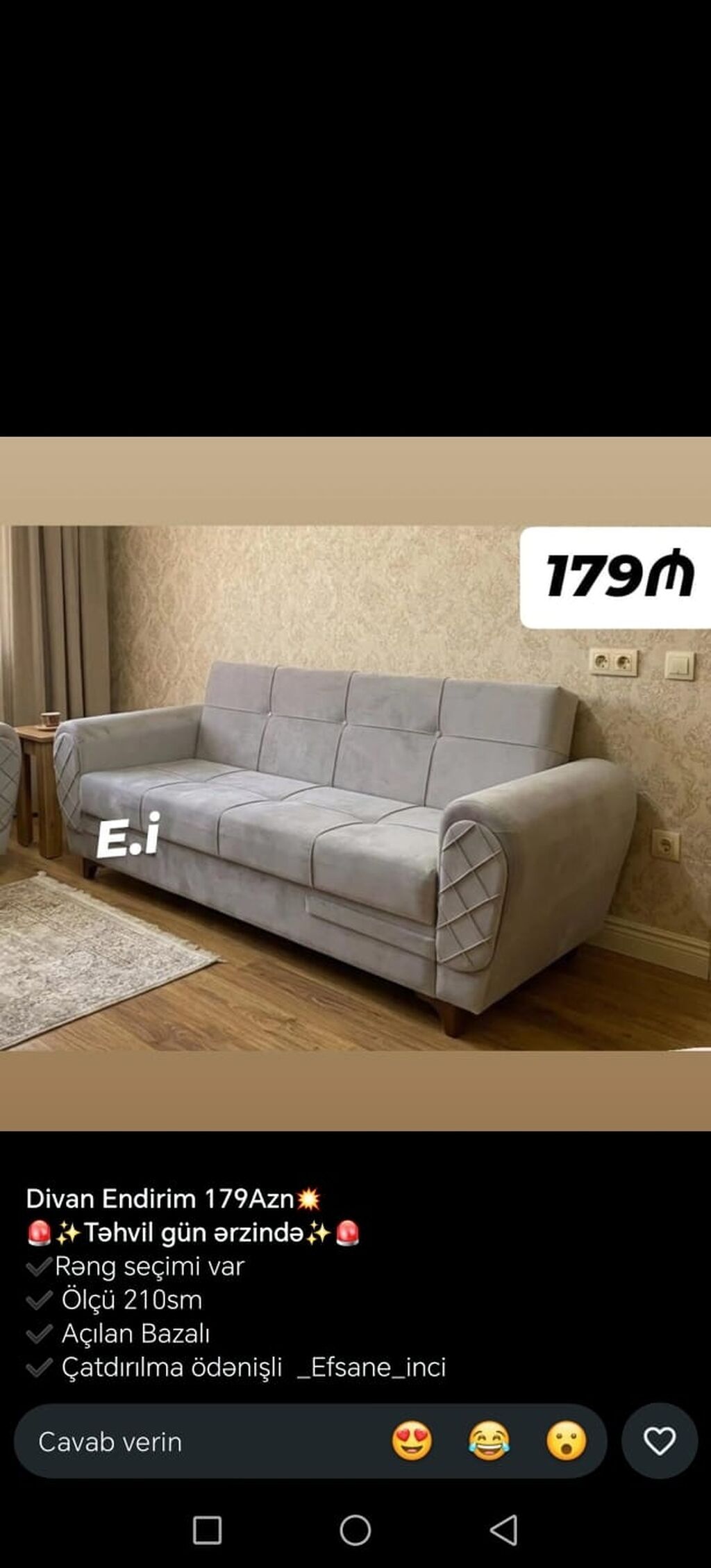 Divan – endirimli qiymət: 179 AZN - Ölçü: 210 sm - Rəng seçimi var — Divanlər, Bakı (2)