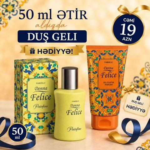 Faberlic Donna Felice Portofino ətir + duş geli seti - Ətir həcmi: 50 — Bakı