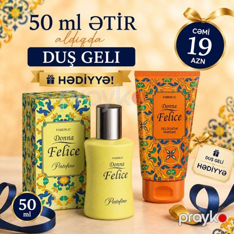 Faberlic Donna Felice Portofino ətir + duş geli seti - Ətir həcmi: 50 — Bakı