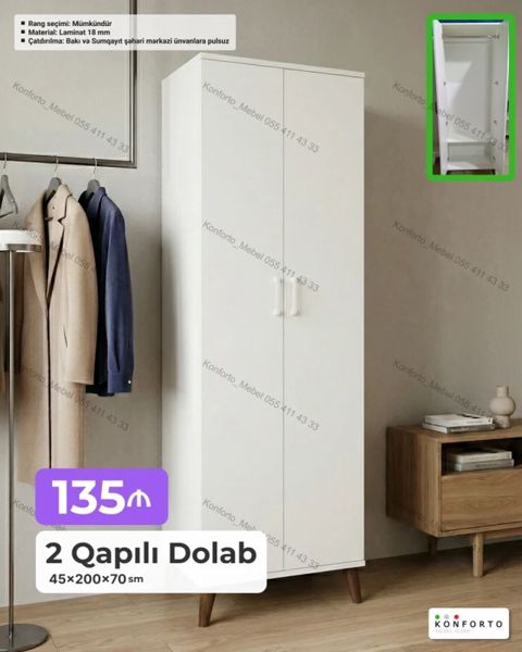 4 qapılı şkaf – 47×200×160 sm - Rəng seçimi: mümkündür - Material: 18 — Bakı