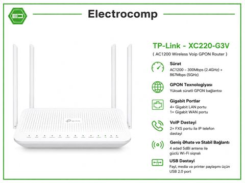 TP-Link XC220-G3V – AC1200 Wireless VoIP Gpon Router — Bakı