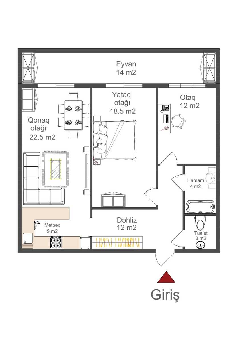 3-otaqlı yeni tikili, Nəsimi r., 95 m² — Mənzil, Bakı (4)