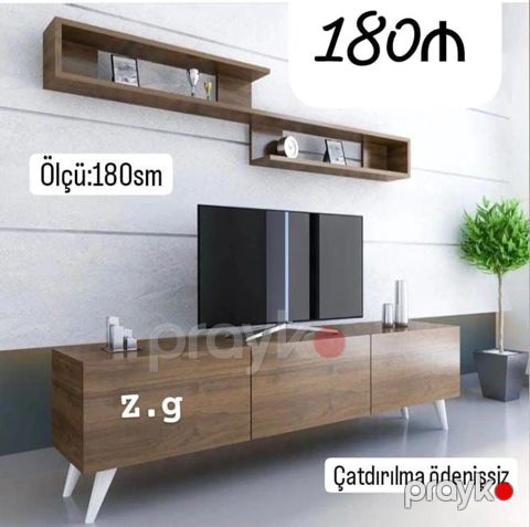 Mebel dəsti – TV stend və divar rəfləri - Ümumi ölçü: 180 sm — Bakı