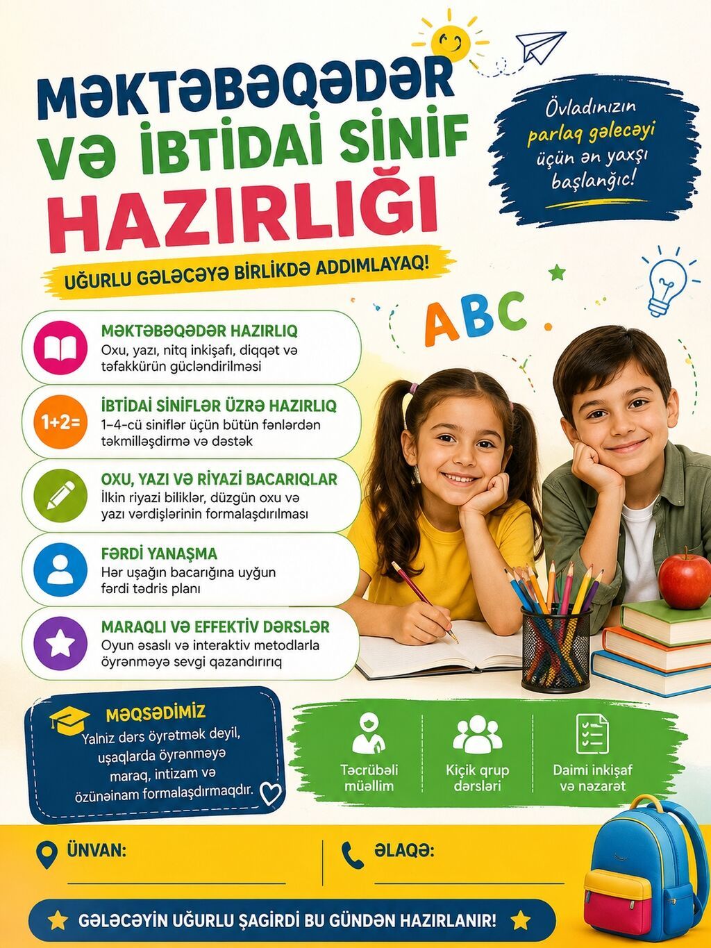 Məktəbəqədər və ibtidai sinif hazırlığı, Azərbaycan dili, Qrup — Uşaqların inkişafı, logoped, Saray