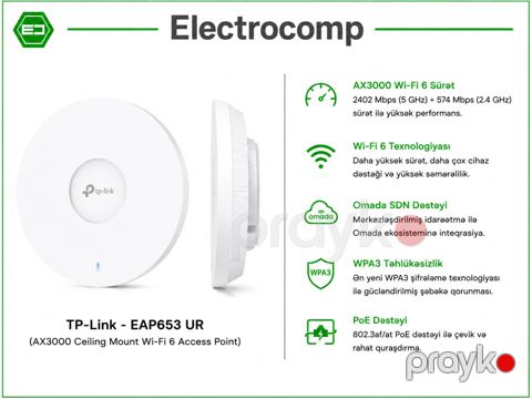 TP-Link EAP653 UR (AX3000 Ceiling Mount Wi-Fi 6 Access Point) — Bakı