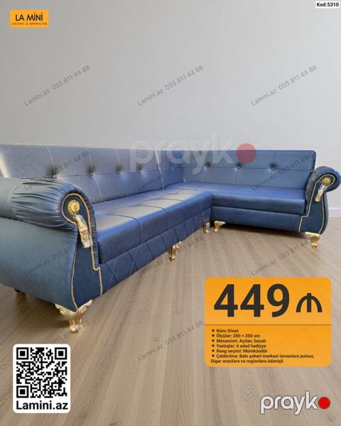 Künc divan – Kod: 5310 - Ölçülər: 280 200 sm - Mexanizm: Açılan