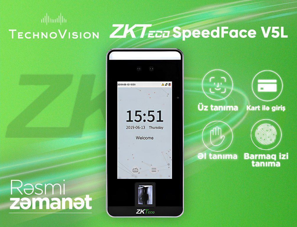 "ZKTeco SpeedFace V5L" üz tanıma cihazı — Ağıllı ev və təhlükəsizlik, Bakı (2)